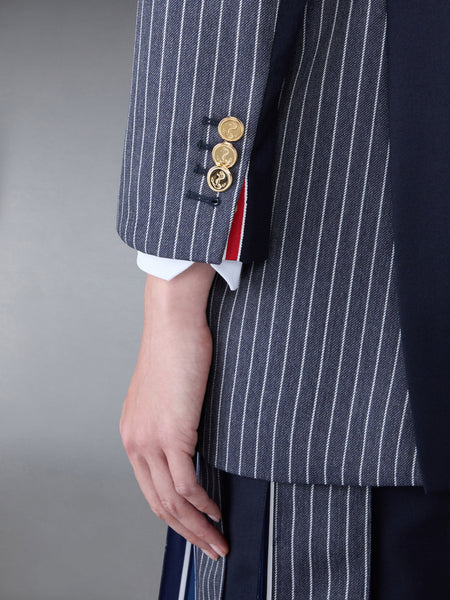 Fun-Mix Pinstripe and Super 120's Armband Double Breasted Classic Sport Coat NAVY