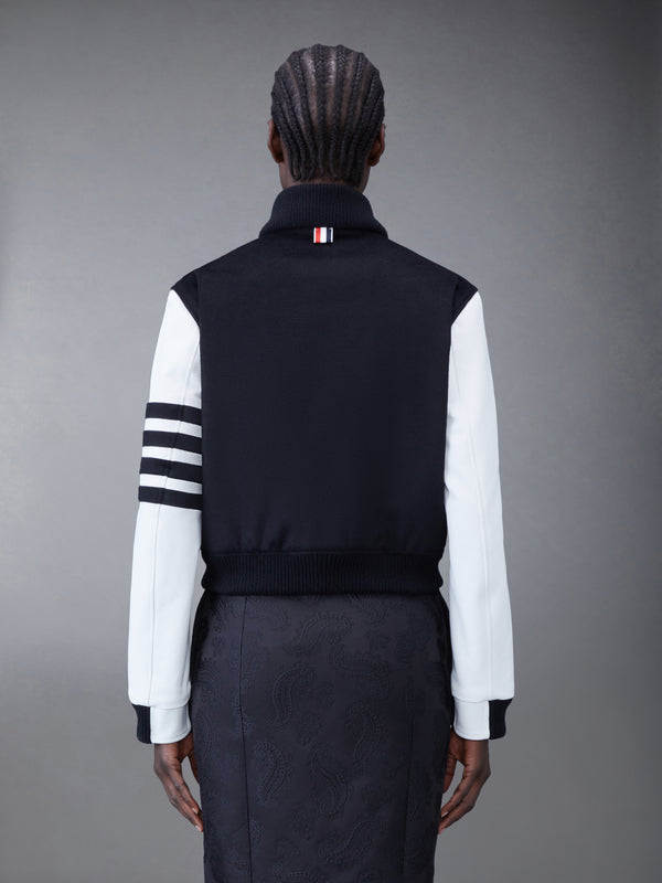 ZIBELINE CASHMERE LEATHER SLEEVE CROPPED VARSITY JACKET - image 2