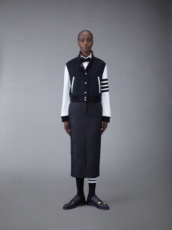 ZIBELINE CASHMERE LEATHER SLEEVE CROPPED VARSITY JACKET - image 3