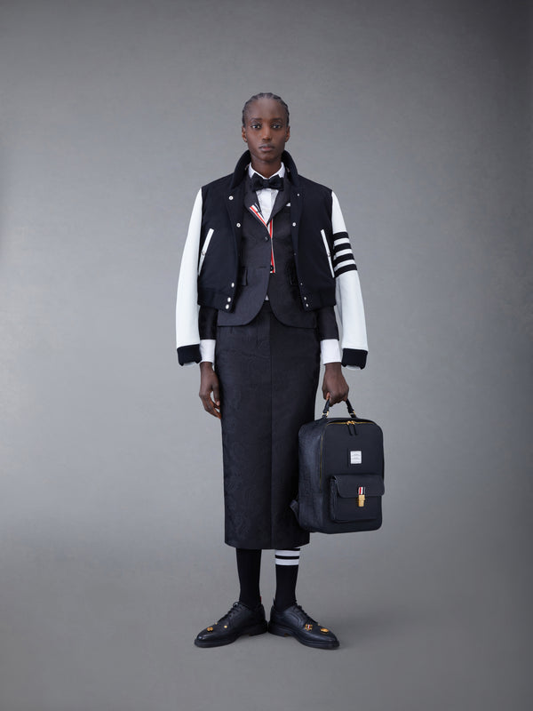 ZIBELINE CASHMERE LEATHER SLEEVE CROPPED VARSITY JACKET - image 4