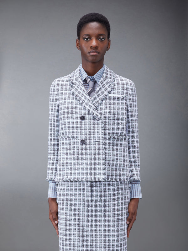 CHECK SUMMER TWEED FRAY CROPPED SACK SPORT COAT - featured image
