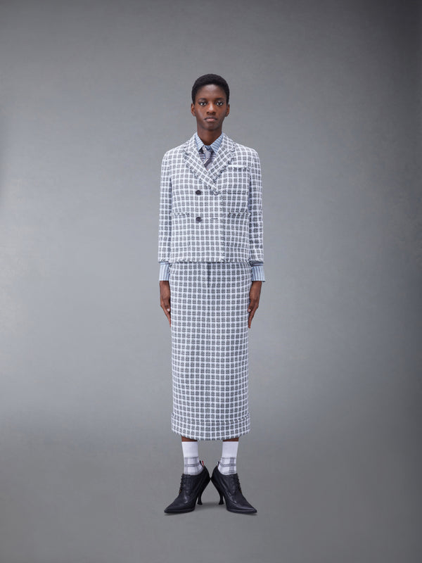 CHECK SUMMER TWEED FRAY CROPPED SACK SPORT COAT - image 3