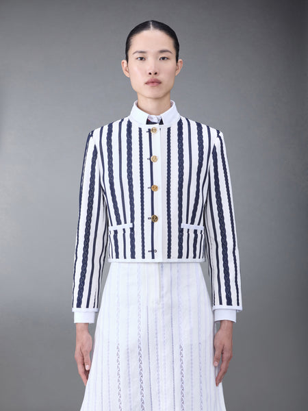 COTTON TWILL BOX PLEAT JACKET NAVY