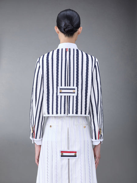 COTTON TWILL BOX PLEAT JACKET NAVY