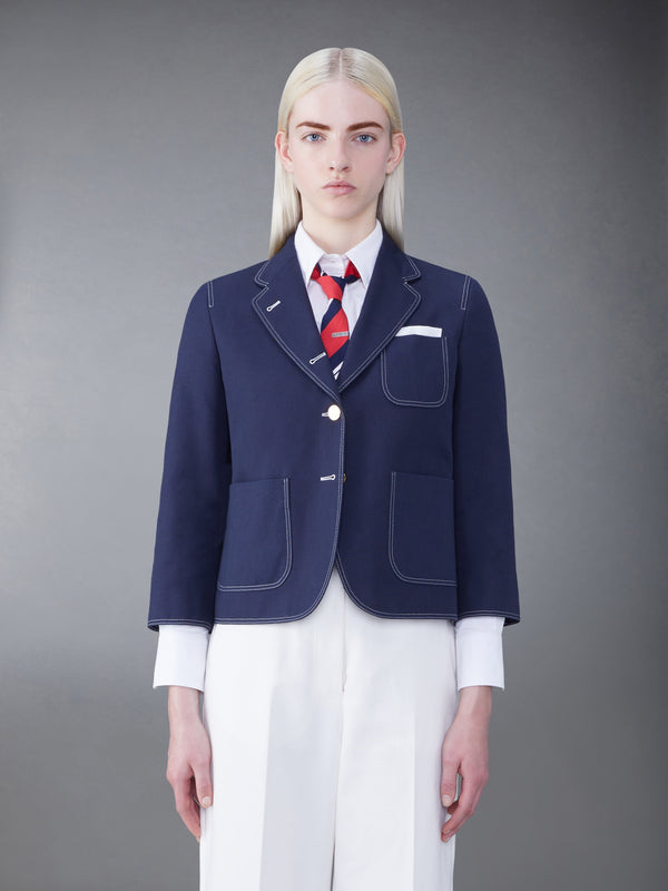 COTTON CANVAS CROPPED PATCH POCKET SACK JACKET - featured image