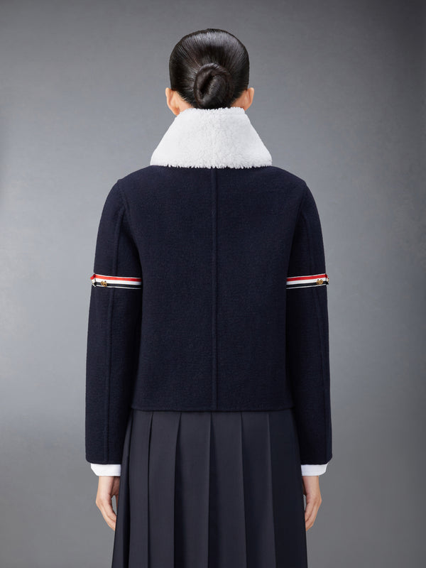 WOOL CASHMERE ARMBAND BELL SLEEVE JACKET WITH SHEARLING COLLAR - image 3