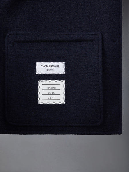 WOOL CASHMERE ARMBAND BELL SLEEVE JACKET WITH SHEARLING COLLAR NAVY