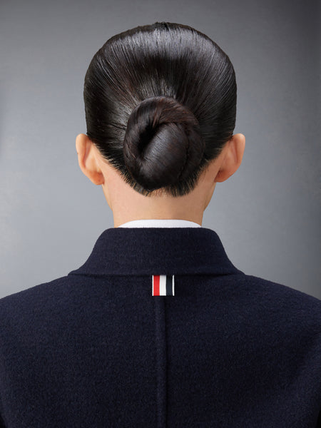 WOOL CASHMERE ARMBAND BELL SLEEVE JACKET WITH SHEARLING COLLAR NAVY