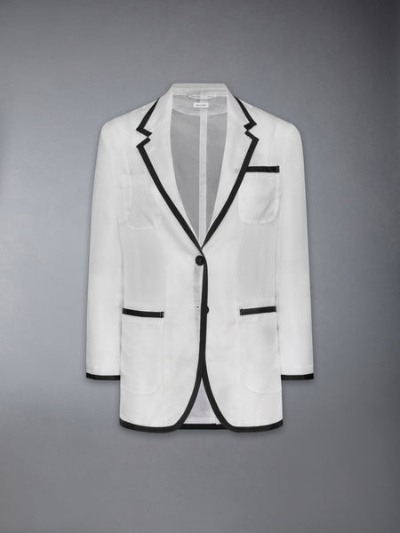 SILK ORGANZA ELONGATED JACKET WHITE