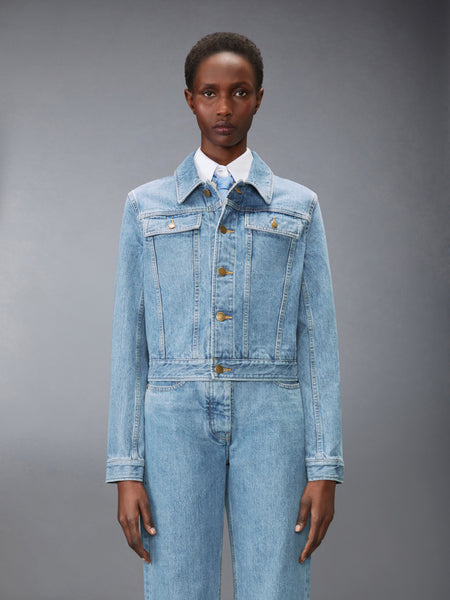 SHRUNKEN SELVEDGE DENIM JACKET LIGHT BLUE