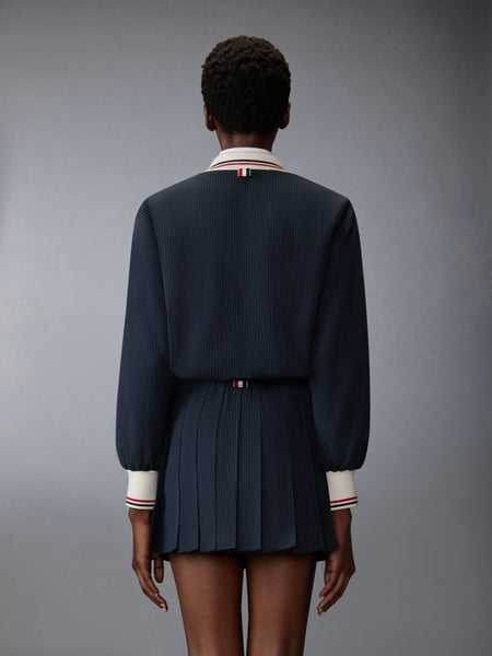 WOOL SEERSUCKER ZIP UP TRACK JACKET NAVY