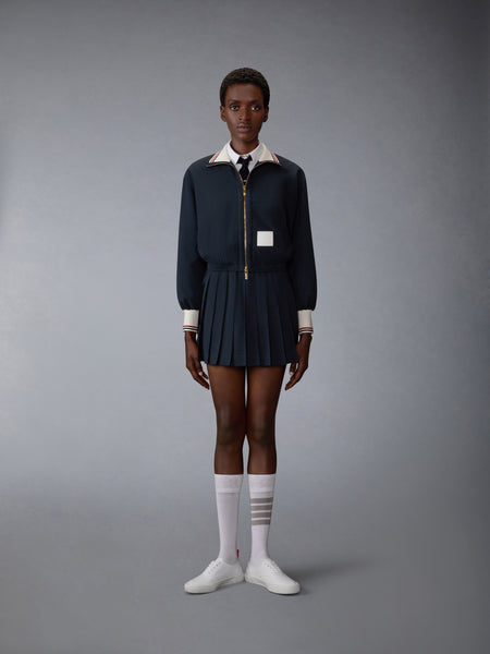 WOOL SEERSUCKER ZIP UP TRACK JACKET NAVY