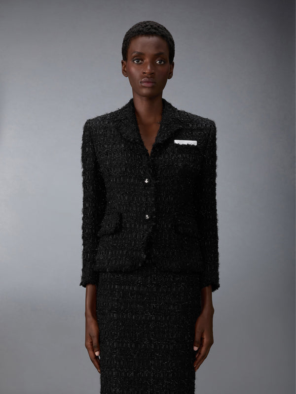 FRAYED SATIN RIBBON TWEED SPORTCOAT - featured image
