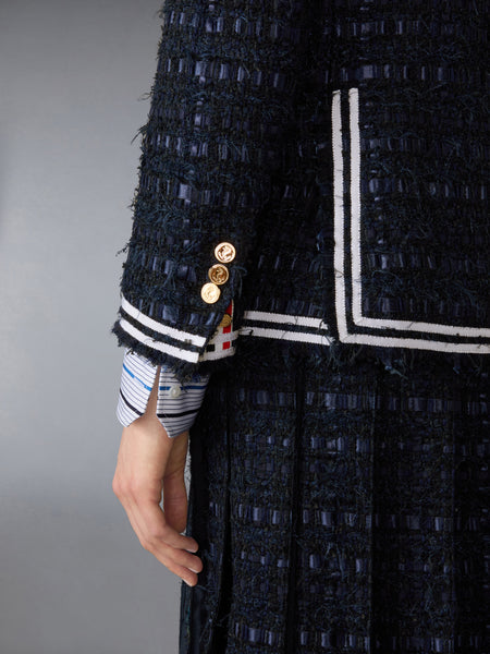 SATIN RIBBON TWEED UNCONSTRUCTED SPORTCOAT NAVY