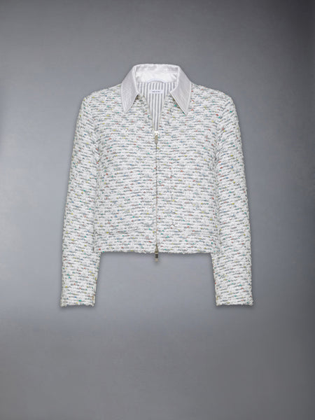 SEQUIN TWEED GOLF JACKET MED GREY