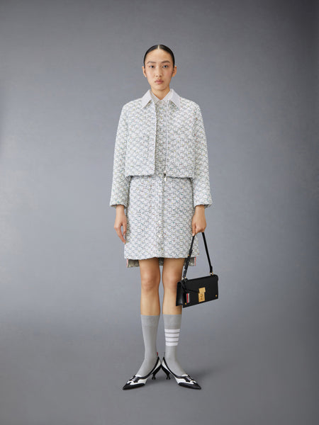 SEQUIN TWEED GOLF JACKET MED GREY