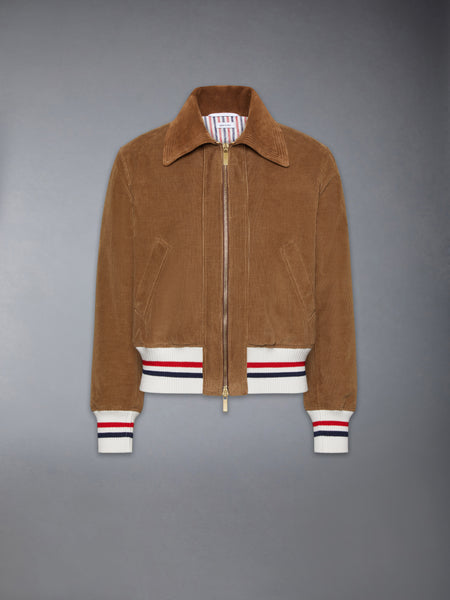 WALE CORDUROY DOWN FILLED CROPPED FLIGHT JACKET BROWN