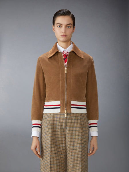 WALE CORDUROY DOWN FILLED CROPPED FLIGHT JACKET BROWN