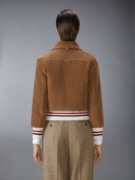 WALE CORDUROY DOWN FILLED CROPPED FLIGHT JACKET BROWN