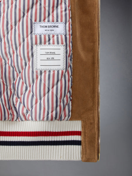 WALE CORDUROY DOWN FILLED CROPPED FLIGHT JACKET BROWN