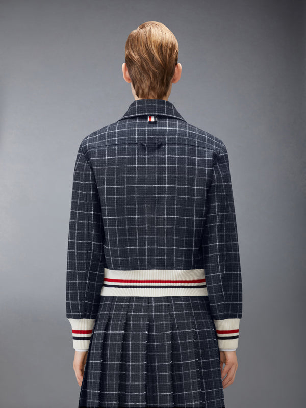 WINDOWPANE HOUNDSTOOTH TEVIOT TWEED CROPPED FLIGHT JACKET - image 2