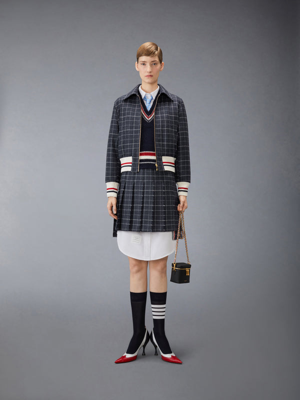 WINDOWPANE HOUNDSTOOTH TEVIOT TWEED CROPPED FLIGHT JACKET - image 3