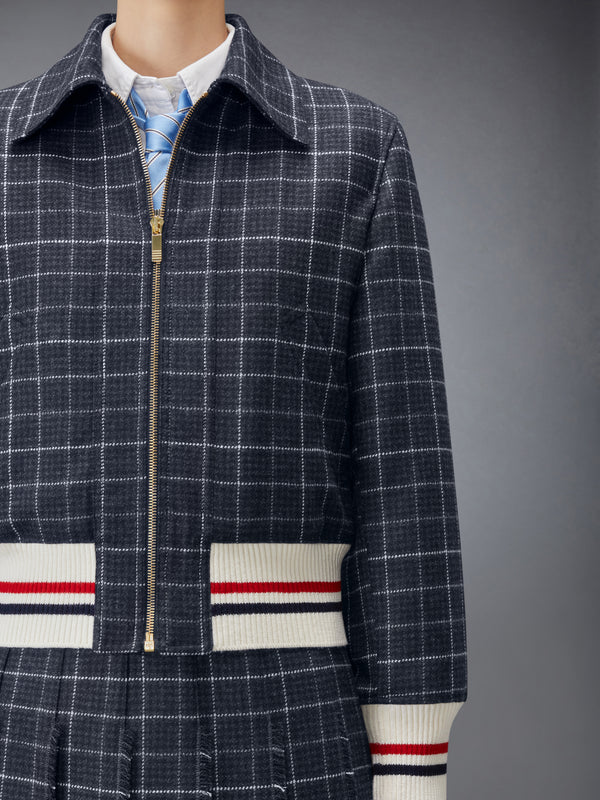 WINDOWPANE HOUNDSTOOTH TEVIOT TWEED CROPPED FLIGHT JACKET - image 6