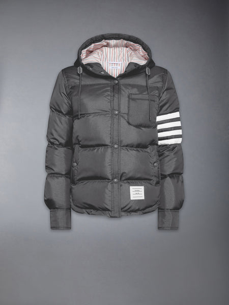 SHINY RIPSTOP LIGHTWEIGHT DOWN FILLED 4-BAR JACKET DARK GREY