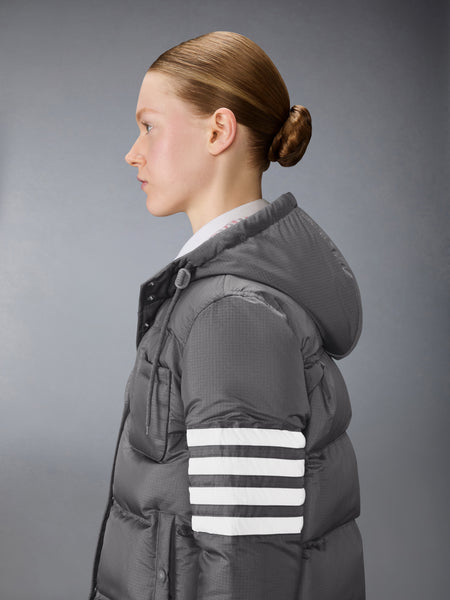 SHINY RIPSTOP LIGHTWEIGHT DOWN FILLED 4-BAR JACKET DARK GREY