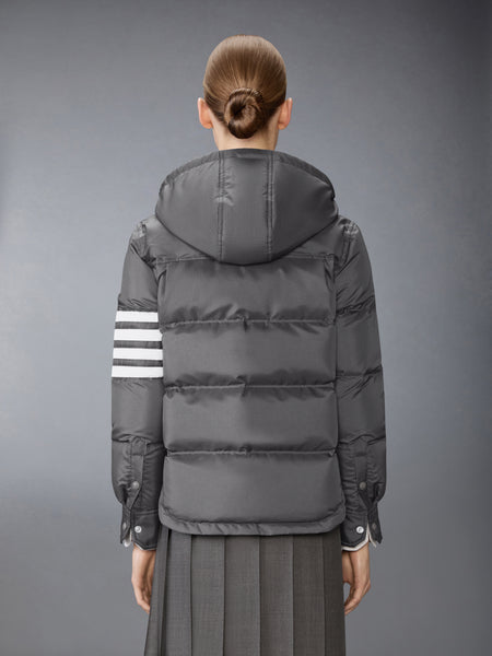 SHINY RIPSTOP LIGHTWEIGHT DOWN FILLED 4-BAR JACKET DARK GREY
