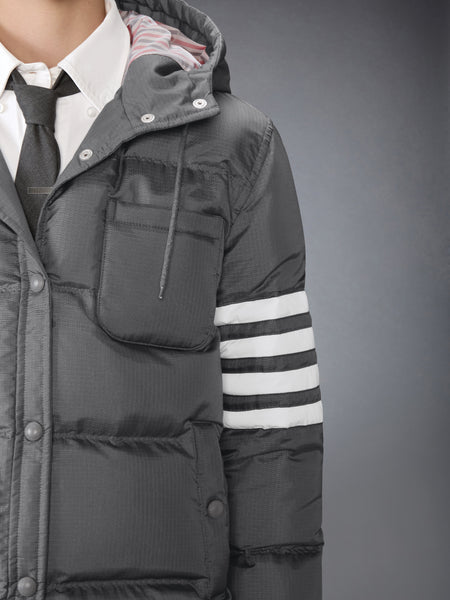 SHINY RIPSTOP LIGHTWEIGHT DOWN FILLED 4-BAR JACKET DARK GREY