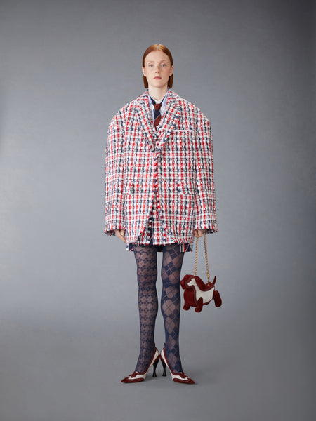 GINGHAM SATIN RIBBON TWEED SPORTCOAT RWBWHT