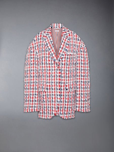 GINGHAM SATIN RIBBON TWEED COCOON SPORTCOAT RWBWHT