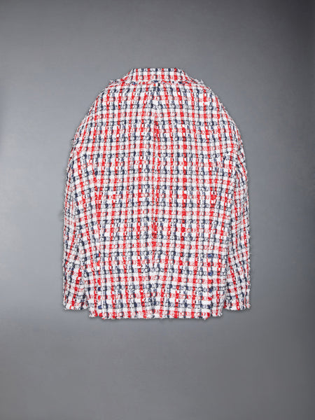 GINGHAM SATIN RIBBON TWEED COCOON SPORTCOAT RWBWHT