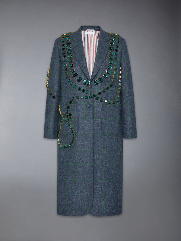 WINDOWPANE HUNTING TWEED TROMPE L'OEIL JACKET WITH SWAROVSKI CRYSTAL - featured image