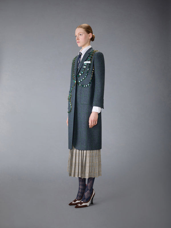WINDOWPANE HUNTING TWEED TROMPE L'OEIL JACKET WITH SWAROVSKI CRYSTAL - image 2