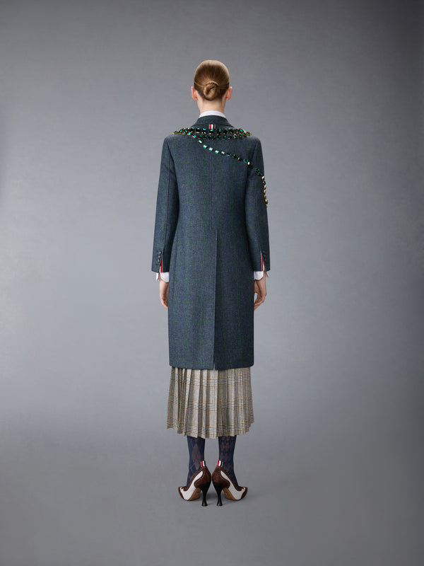 WINDOWPANE HUNTING TWEED TROMPE L'OEIL JACKET WITH SWAROVSKI CRYSTAL - image 3