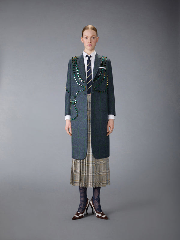 WINDOWPANE HUNTING TWEED TROMPE L'OEIL JACKET WITH SWAROVSKI CRYSTAL - image 4