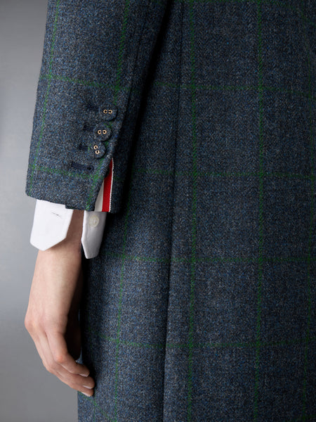 WINDOWPANE HUNTING TWEED TROMPE L'OEIL JACKET WITH SWAROVSKI CRYSTAL DEEP BLUE