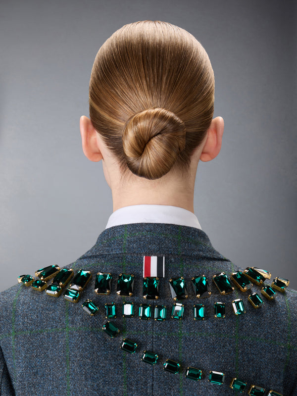 WINDOWPANE HUNTING TWEED TROMPE L'OEIL JACKET WITH SWAROVSKI CRYSTAL - image 8