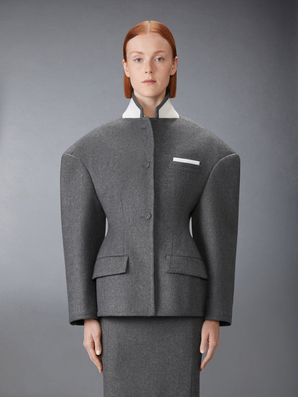 SOLID WOOL FLANNEL COCOON SPORTCOAT - image 1