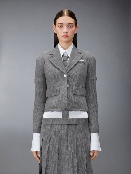 WOOL SEERSUCKER CROPPED JACKET LT GREY