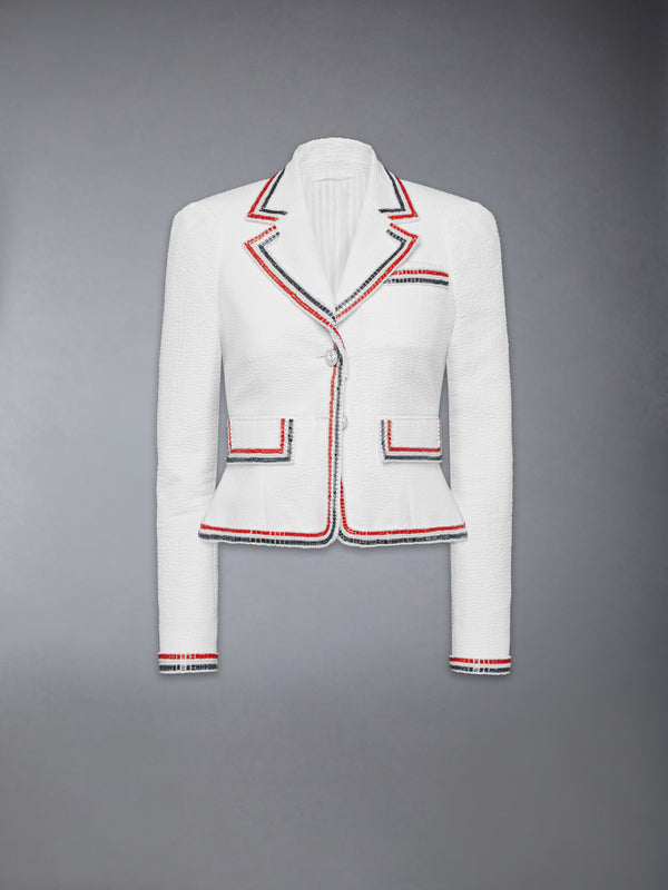 SOLID SEERSUCKER CROPPED JACKET - featured image