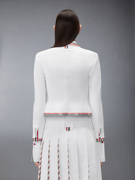 SOLID SEERSUCKER CROPPED JACKET WHITE