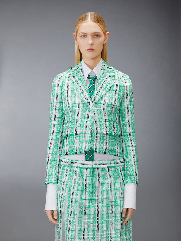 STRIPED SHEER TWEED CROPPED JACKET - image 1