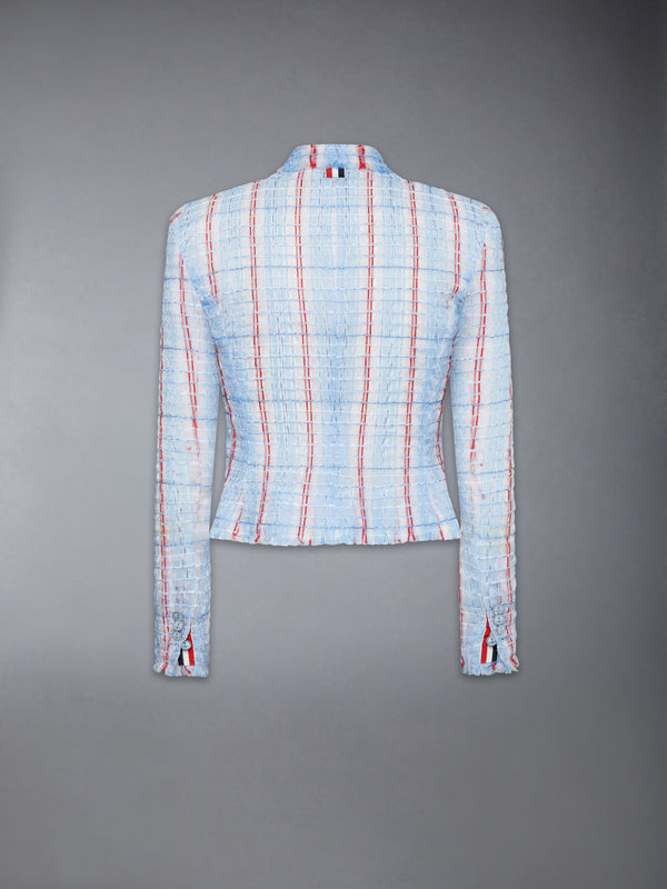 STRIPED SHEER TWEED CROPPED JACKET WITH FRAY EDGE - image 8