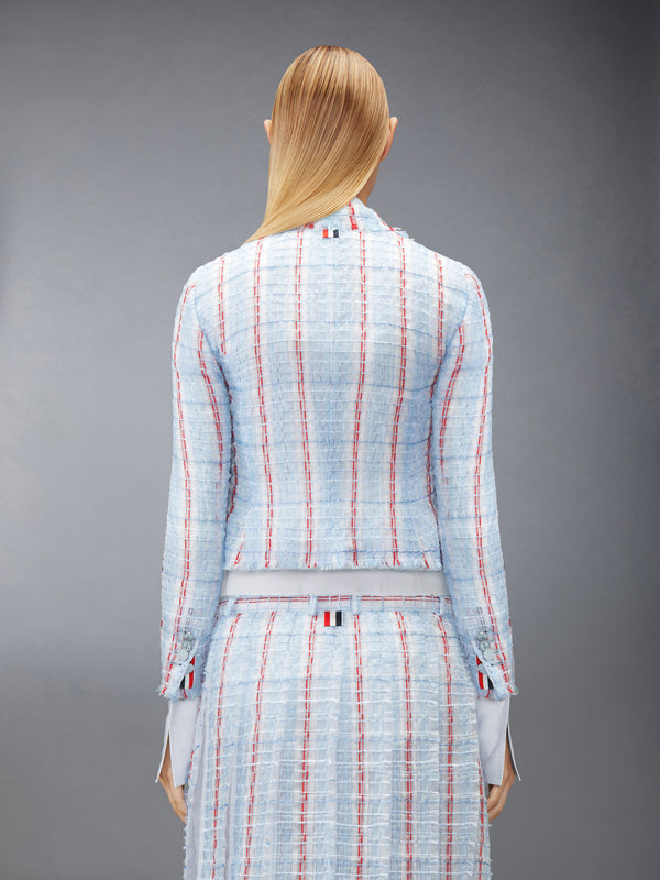 STRIPED SHEER TWEED CROPPED JACKET WITH FRAY EDGE - image 2
