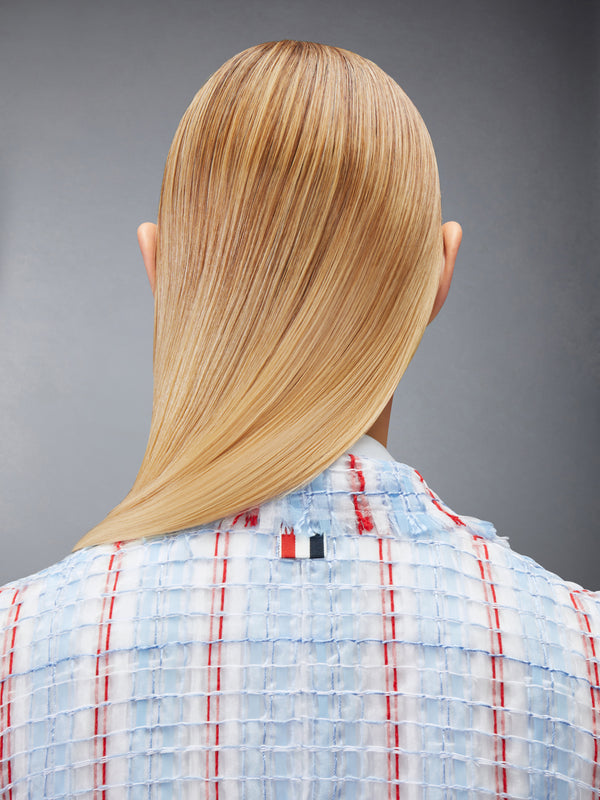 STRIPED SHEER TWEED CROPPED JACKET WITH FRAY EDGE - image 4