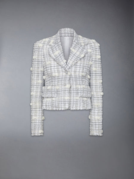 REPP STRIPE POUF TWEED CROPPED JACKET MED GREY