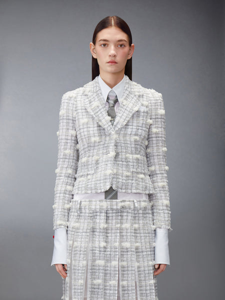 REPP STRIPE POUF TWEED CROPPED JACKET MED GREY